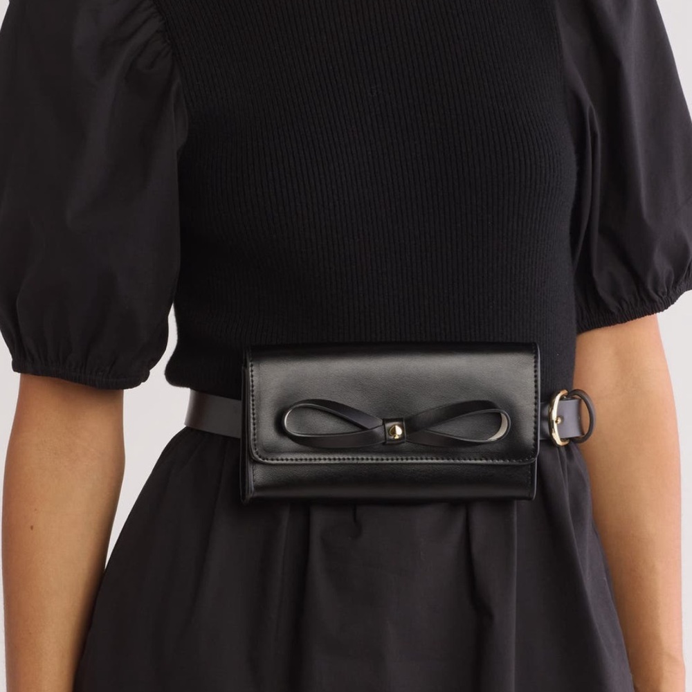 Kate Spade Black Belt Bag with Bow Detail